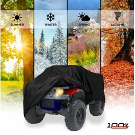 Seal Skin Covers All-Weather ATV Cover, Heavy-Duty 4 Wheeler Cover, Waterproof, Outdoor Protection with Windproof Buckle System, Fits Polaris, Honda, Yamaha & More (Black, Small)