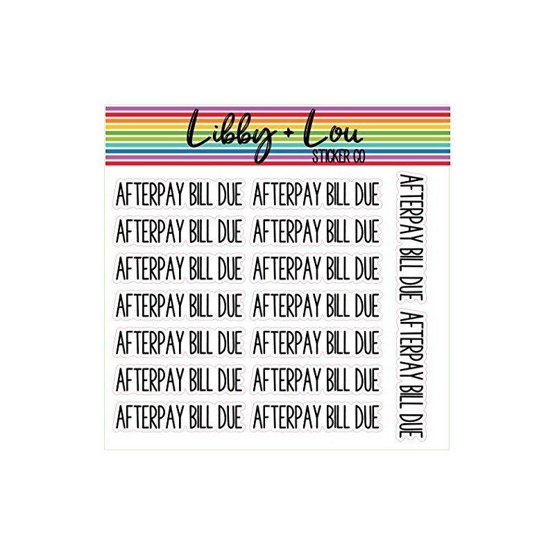 Afterpay Due Planner Stickers | Bill Pay Sticker | Budget