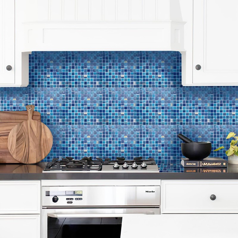 LSDECO 5 Sheets Glass Mosaic Tiles Backsplash, Pool Tiles, 12"