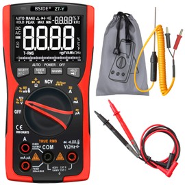 BSIDE EBTN LCD Multimeter 3-Line Display 9999 Counts True RMS Auto-Ranging Voltmeter Capacitance Temperature Voltage Amp Hz Ohm Duty Cycle Square Wave Output VFC Tester with Flashlight & Analog Bar