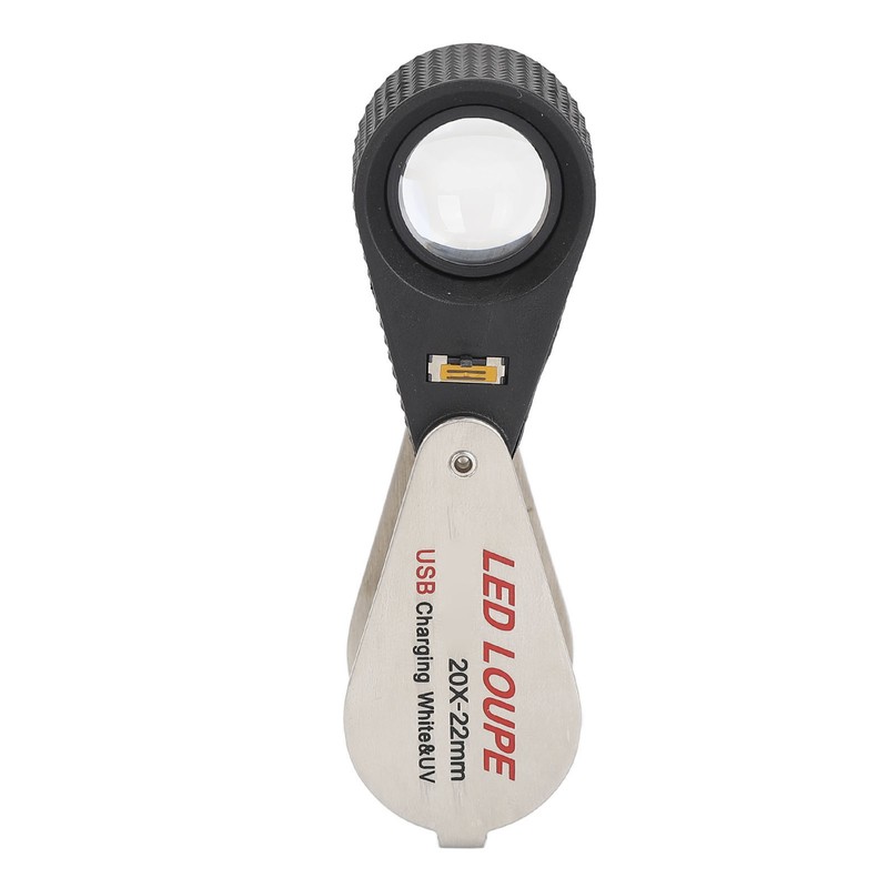 20X Folding Magnifying Glass Portable Rechargeable Pocket Magnifier with LED
