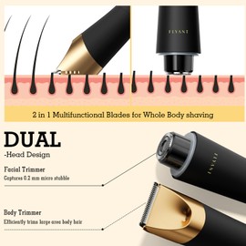 Electric Razor Body Hair Trimmer for Men & Women, Pubic Hair Trimmer Waterproof IPX7 with Led Display for Leg Arm Underarm Bikini Area, Pull Bows Gift Box for Him(Black Gold)