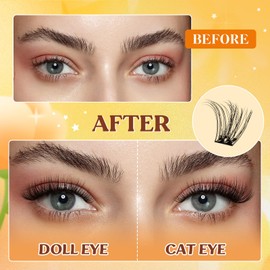 QUEWEL Selbstklebende Wimpernverlängerung, natürliches Aussehen, kein Kleber erforderlich, individuelle falsche Wimpern, 60 wiederverwendbare Wimpern für Anfänger, einfach zu verwenden (MJ04)