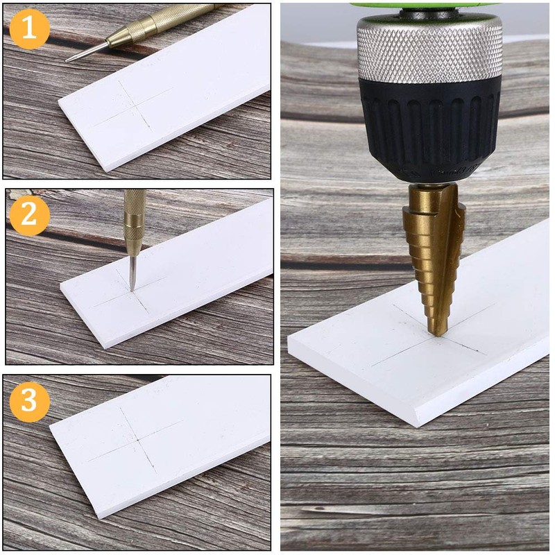 Flintronic Step Drill Bit Set, 5PCS(4-12mm, 3-13mm, 3-19mm, 5-22mm, 8-35mm),