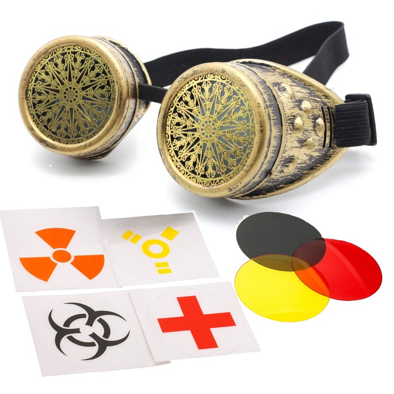 4sold (TM Steampunk Antique Copper Cyber Goggles Led Rave Goth