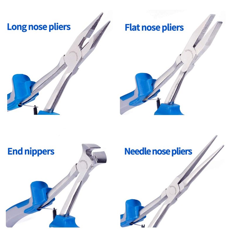 Speedwox Mini Pliers Set with Long Reach, 4-Piece Precision Slim