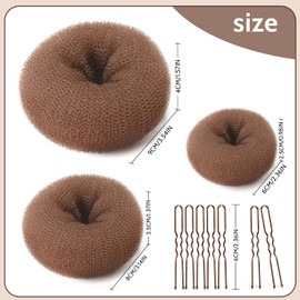 TsMADDTs Dount Bun Maker, 3PCS Light Brown Hair Bun Maker with 20PCS Bobby Pins for Ballet, Dance