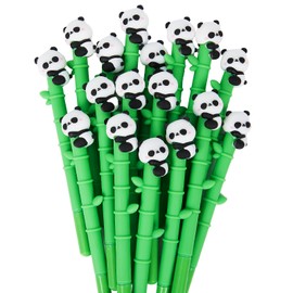 LWDDLDHY 20 Pcs Panda Pens, Cartoon Panda Bamboo Pens Set for Kids Girls, Kawaii Gel Pens 0.5mm Black Ink Ballpoint Pens for School Office Supplies
