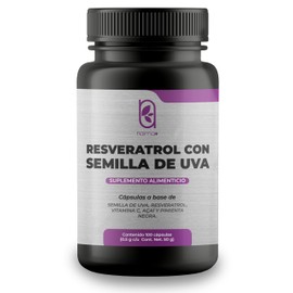 Resveratrol 1000mg por porción - 100 Cápsulas - Ingredientes 100% Naturales: Resveratrol, Semilla De Uva, Acai Y Pimienta Negra - Antioxidante