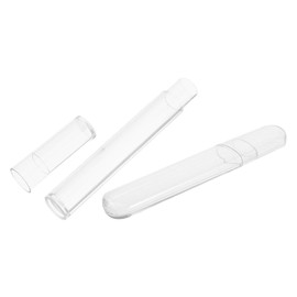 TEHAUX 2pcs Clear Round Tube Eyelash Storage Box with Cap Protective Makeup Brush Organizer for Travel Home Effortless Access Visibility for Eyelash Curlers and Tweezers