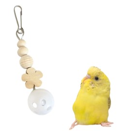 Parakeet Biting Toy, Plastic Bell, Made in Japan, Safe and Safe Material, Natural Wood, Budgie Parrot, Turtle, Bird, Bunki, Small Bird, Toy, Mini Size (Approx. 4.7 inches (12 cm), A)