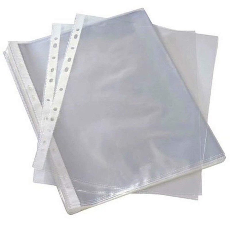 100 X A4 Clear Plastic Punch Punched Pockets FOLDERS Filing