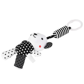 Juguetes de sonajero para colgar para bebés, cochecito de animales lindo, juguetes de campanas de viento de felpa rellenos para cuna de cama de coche para(Colgante oso a rayas blancas y negras)