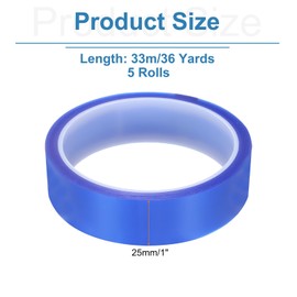 sourcing map 5 Rolls Heat Tape 25mm x 33m High Temperature Heat Resistant Transfer Tape for Sublimation Press Vinyl Electronics 3D Printers DIY Crafts, Blue
