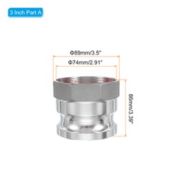 PATIKIL 2 Pack 3" Aluminum Cam Lock Fittings - Male Adapter x Female NPT Thread, Quick Disconnect Coupling Cam Lock Hose Fitting, Corrosion Resistant (Part A Cam Groove Type)