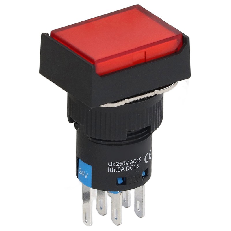 25 Pcs Push Button Switch Light Indicate Self Locking Long