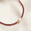 Gempires Red Garnet Beaded Necklace with Freshwater Pearl, Pearl Necklace,