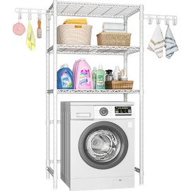 Ulif U8 Laundry Room Storage Organizer, Over The Washer and Dryer Storage Shelves for Laundry Organization, 35”W x 13.4”D x 76.2”H, Suit Washing Machine Width Within 32.6”, Hold 304 lb, White