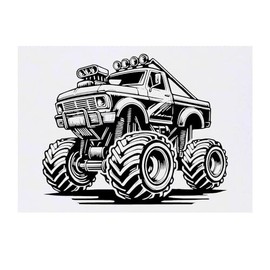 'Monster Truck' Temporary Tattoo - Water Resistant, Skin-Safe, Non-Toxic Transfer (TO00074181)
