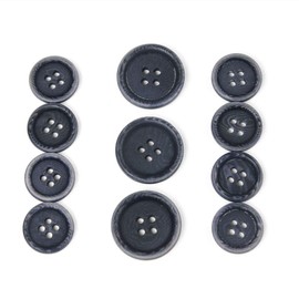 Set of 11 Luca Classic Matte Navy Blue Corozo Suit Buttons, Made in Italy