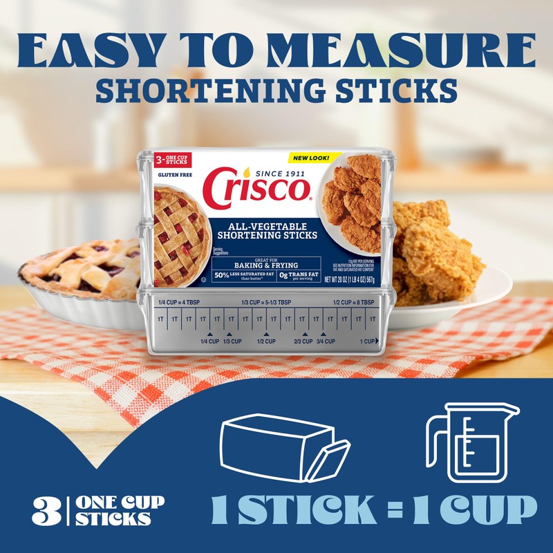 Crisco All-Vegetable Shortening Sticks, 20 Ounce, 3 Sticks