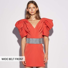 LumiSyne Fashion Leather Elastic Waist Belt For Women Shiny Diamond Rhinestone Decorated Stretch Belt No Buckle Dress Belt