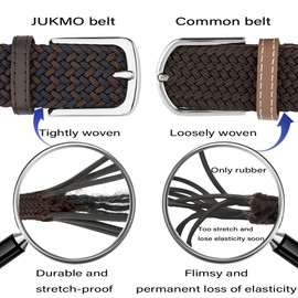 JUKMO Elastic Braided Belt, Stretch Woven Belt in Gift Box