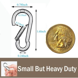 20pcs Small Carabiner Ciip, 1.57inch Mini Carabiners Clips, M4 Stainless Steel Spring Snap Hook Heavy Duty, Locking Carribenares for Climbing Hiking Camping Fishing (M4-1.57inch)
