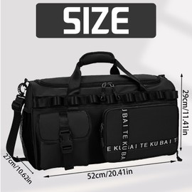 AUNGKWANG Sports Bag, Travel Bag, Large 65L Sports Bags with Shoe Compartment & Wet Compartment, Large Women's Men's Gym Bag for Travel, Camping, Sports, Fitness, black, Sports bag