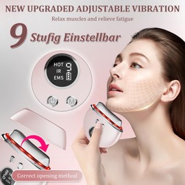 Face Massager Electric Sculpting Device: Facial Neck Massager Beauty with 9 Adjustment Levels 4 Modes - 45°C Heat EMS Microcurrent Technology 3 LED - Face Lifting Device GuaSha Tool for Skin Body Care