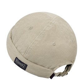 Clakllie Corduroy Docker Cap Sailor Hat Men's Summer Without Visor Adjustable Harbour Hat Casual Shipper Hat Fashionable Brimless Hat Headwear Sailor Cap, HBH01-Beige