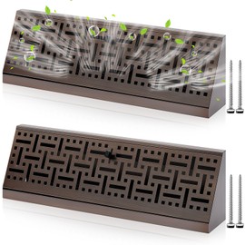 Landhoow Baseboard Diffuser Register, Oil Rubbed Bronze Finish, Vent Covers for Home Floor Wall Baseboard Air Vent Covers Supply Floor Baseboard Diffuser(15 Inch Duct Opening Size, 2 Pack)