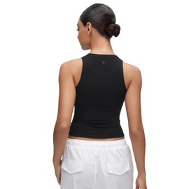 CRZ YOGA Softembrace High Neck Casual Tops for Women Soft Double Lined Sleeveless Shirts Basic Summer Going Out Tanks Black Small