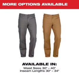Milwaukee Men's Gray Cotton/Polyester/Spandex Flex Work Pants with 6 Pockets Menswear - Size: 36, Color: Gray, Inseam: 32