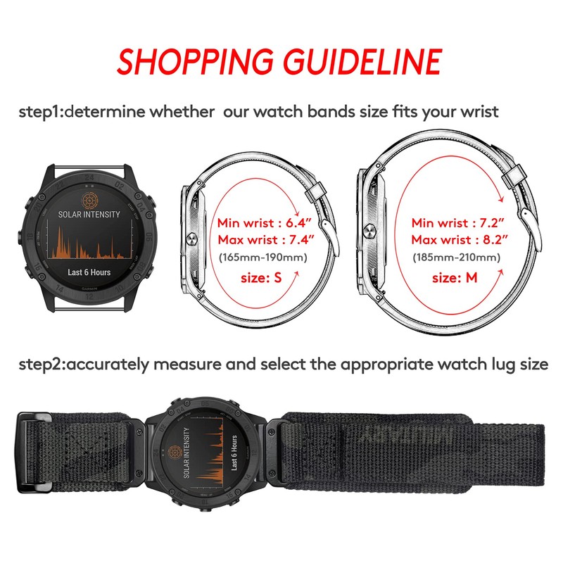 Hemsut Garmin Watch Military Nylon Band Camouflage Design for Fēnix,