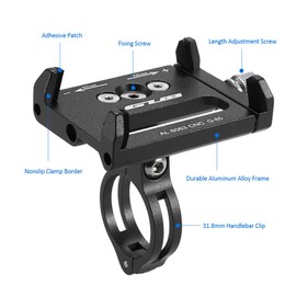 Lixada Universal Adjustable Phone Holder GPS Bracket Cradle Clamp for Mountain Bike (Black)
