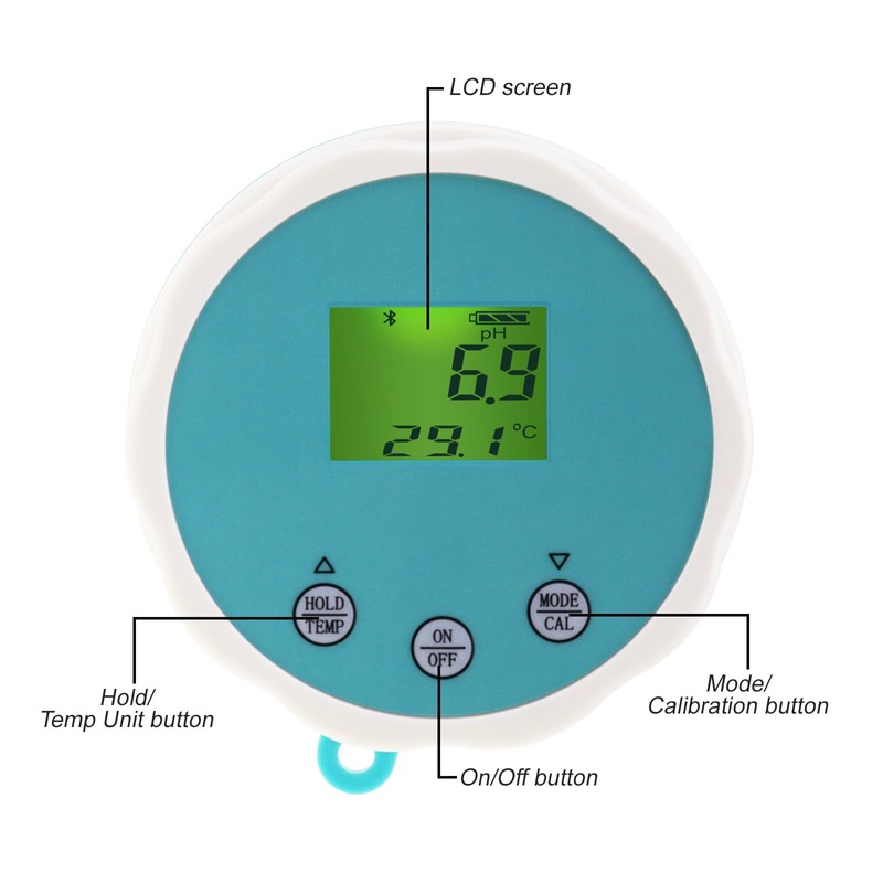 6-in-1 Bluetooth Swimming Pool Water Tester EC/Salinity/pH/ORP/Temperature/Chlorine Meter Wireless Floating