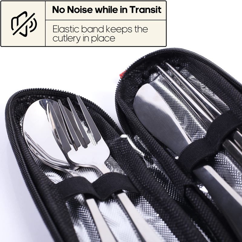 Travel Utensils with Case, Quatish Portable Silverware Set for Work,