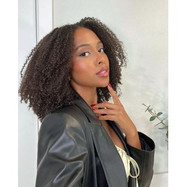 Weft Hair Extensions Afro Kinky Curly Bundles Human Hair 4B 4C Afro Kinky Bulk Human Hair Bundles 8 10 12 Inch Brazilian Real Hair Curly Weave Hair Bundles for Women Natural Black Colour