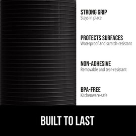 GORILLA GRIP DuraGuard Shelf Liner, Non-Adhesive Cabinet Liners for Kitchen Drawers, Shelves, Refrigerator, Pantry Storage, Bathroom Closet, Durable Waterproof BPA Free Ribbed Plastic, 12x20 Jet Black