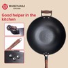 WANGYUANJI Cast Iron Wok,12.59'' Flat Bottom Wok with Glass Lid,Suitable