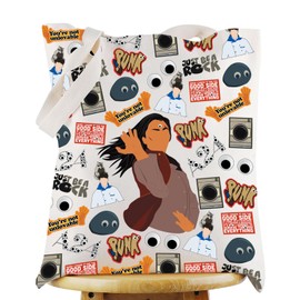 WZMPA EEAAO Evelyn Canvas Tote Bag Evelyn & Waymond Fans Gift Just Be A Rock A24 Shoulder Bag A24 Googly Eyes Merch (A24 TG)