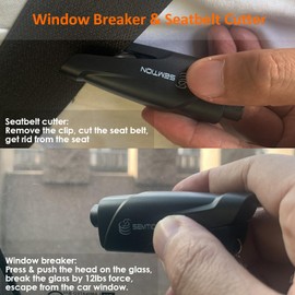 SEMTION Window Breaker Seatbelt Cutter with Keychain Car Emergency Escape Tool for Land and Underwater, Pack of 2 (Black-Black)