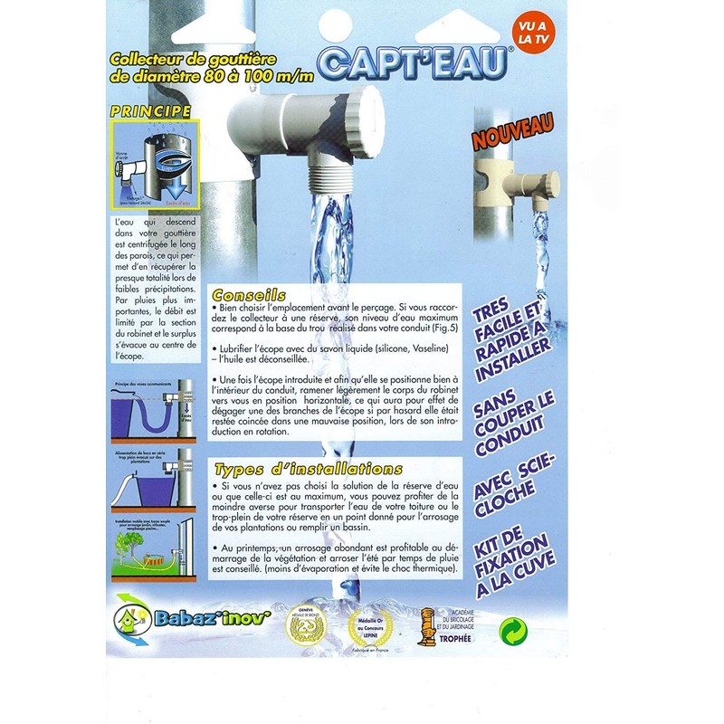 Capt'eau Rain Water Collector for Circular Pipes (Sand)