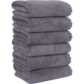 MOONQUEEN - Paquete 6 toallas de mano alta calidad, secado rápido, microfibra de terciopelo coral, altamente absorbentes, usos múltiples como hotel,