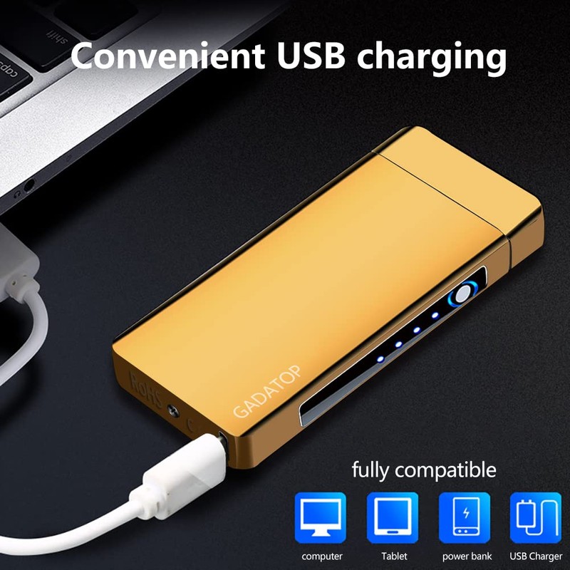 GADATOP Arc Plasma Flame Lighter USB Rechargeable Windproof Electric Lighter