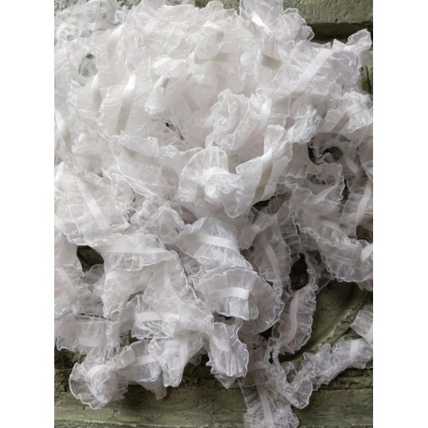 Unbranded 5 yards White ruffle 1" mask elastic from NC,