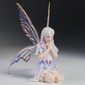 Veronese Design 4 1/4 Inch Wishing Periwinkle Fairy Hand Painted Polystone Collectible Figurine Miniature Sculpture