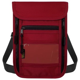 sundee Travel Neck Wallet with Double Zippers, RFID Blocking Passport Holder with Adjustable Neck Strap for Men and Women to Keep Cash, Credit Cards and Travel Documents Safe, Red, Small, Classic