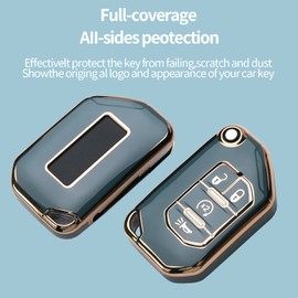 Bqepe - Llavero para Jeep Wrangler JL JLU Gladiator Flip con 4 botones, funda inteligente para llave inteligente de 4 botones, Bqepe